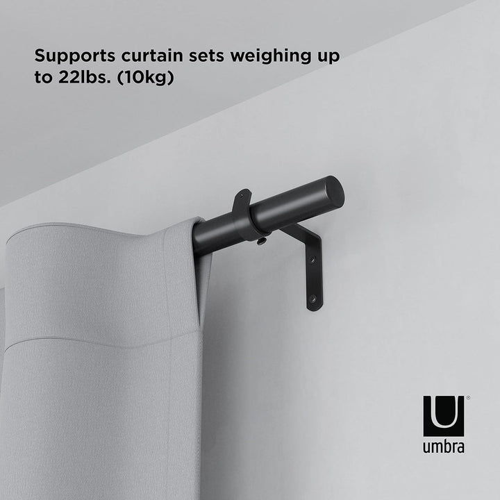 Umbra Zen ausziehbare Gardinenstange mit 2,5 cm Durchmesser, 82-326cm, Schwarz