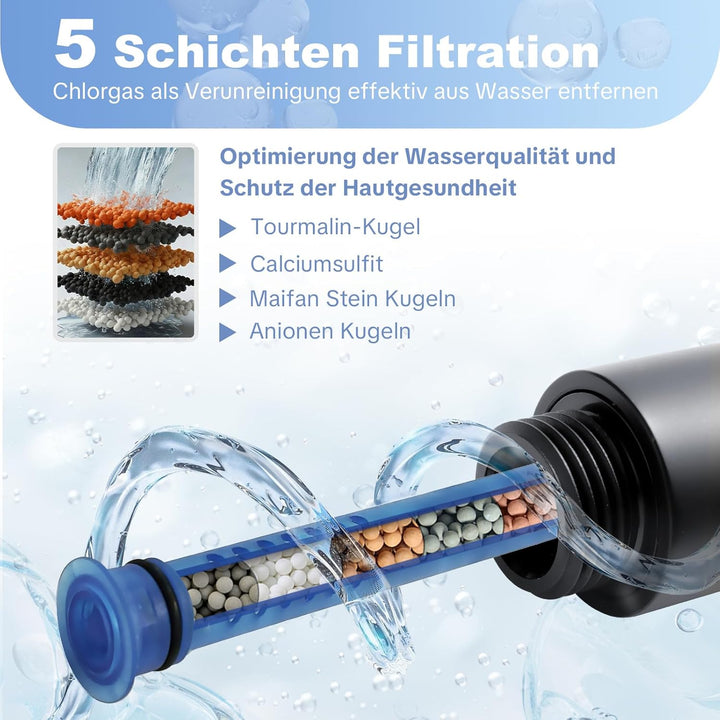 OFFO Duschkopf mit Schlauch und Halterung, 100 mm Duschbrause mit 6 Strahlarten, Handbrausen Wassers