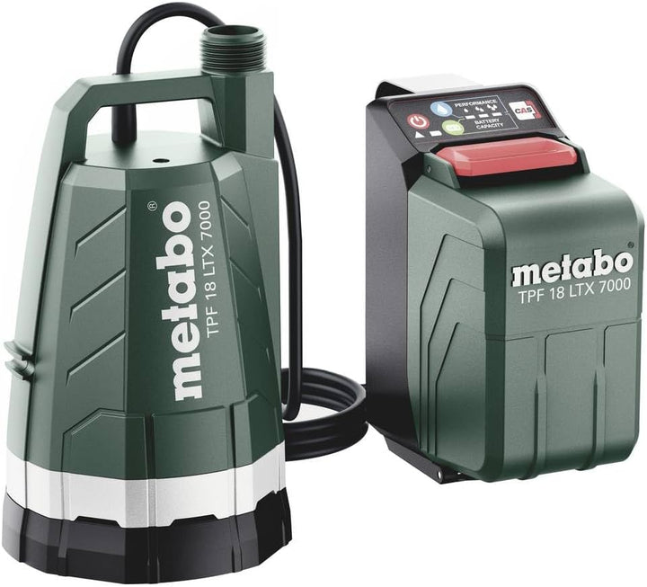 metabo Akku-Tauchpumpe TPF 18 LTX 7000-18V, CAS, max. Fördermenge 7000 l/h, Förderhöhe 9 m, Eintauch