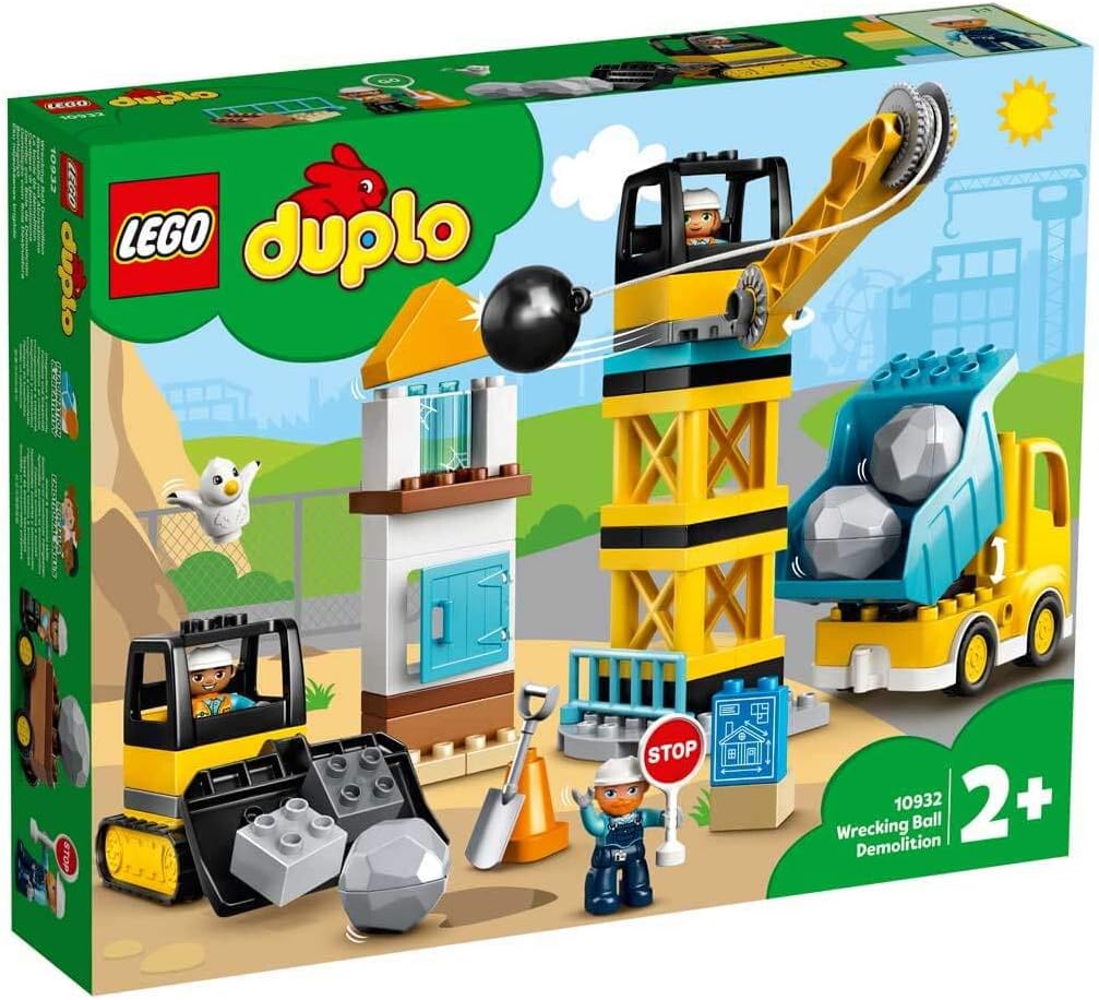 LEGO 10932 DUPLO Baustelle mit Abrissbirne, Spielzeug mit Baustellenfahrzeugen wie LKW, Kran und Bag