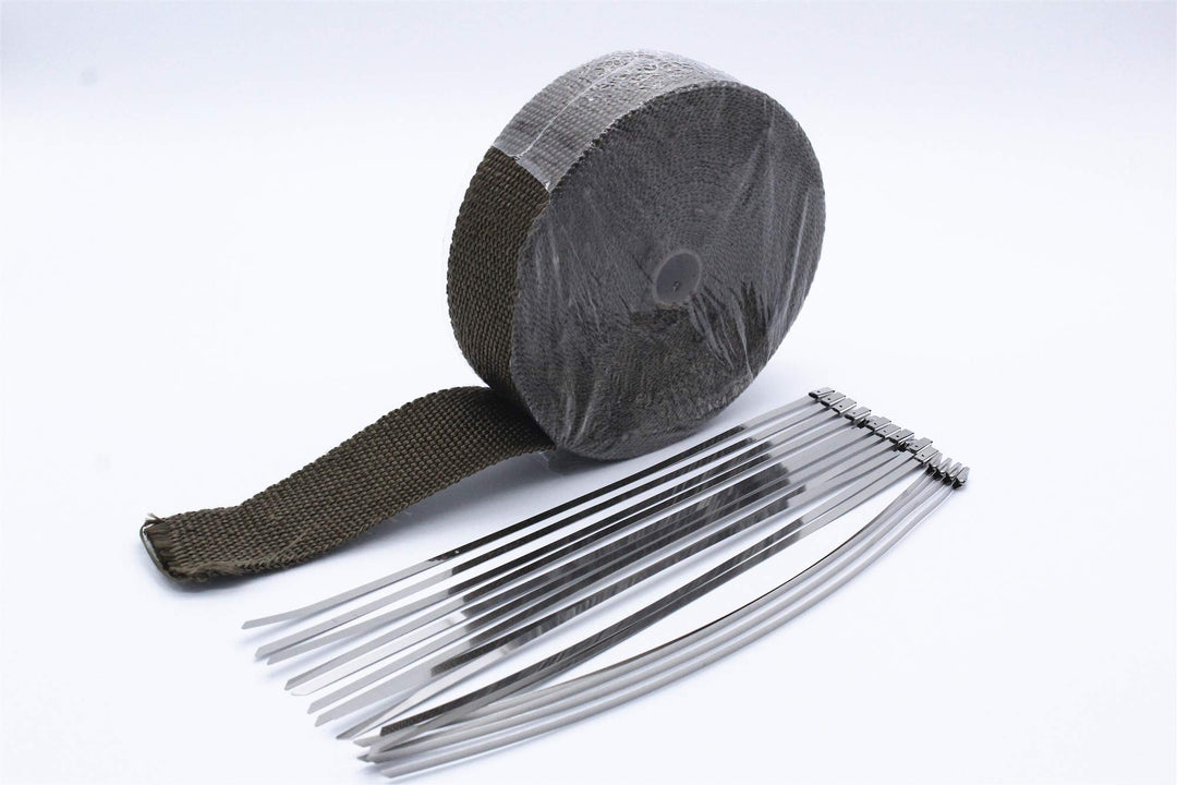 TAKPART 15M x 5cm Hitzeschutzband brauner Hitzeschutz Auspuffband Titan Auspuff Wärmebänder für Moto