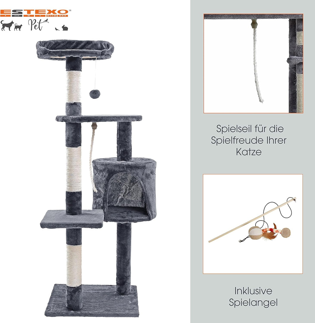 ESTEXO Katzenkratzbaum Kratzbaum Katzenbaum 112 cm Spielbaum XL Kletterbaum für Katzen Kratzmöbel Sp