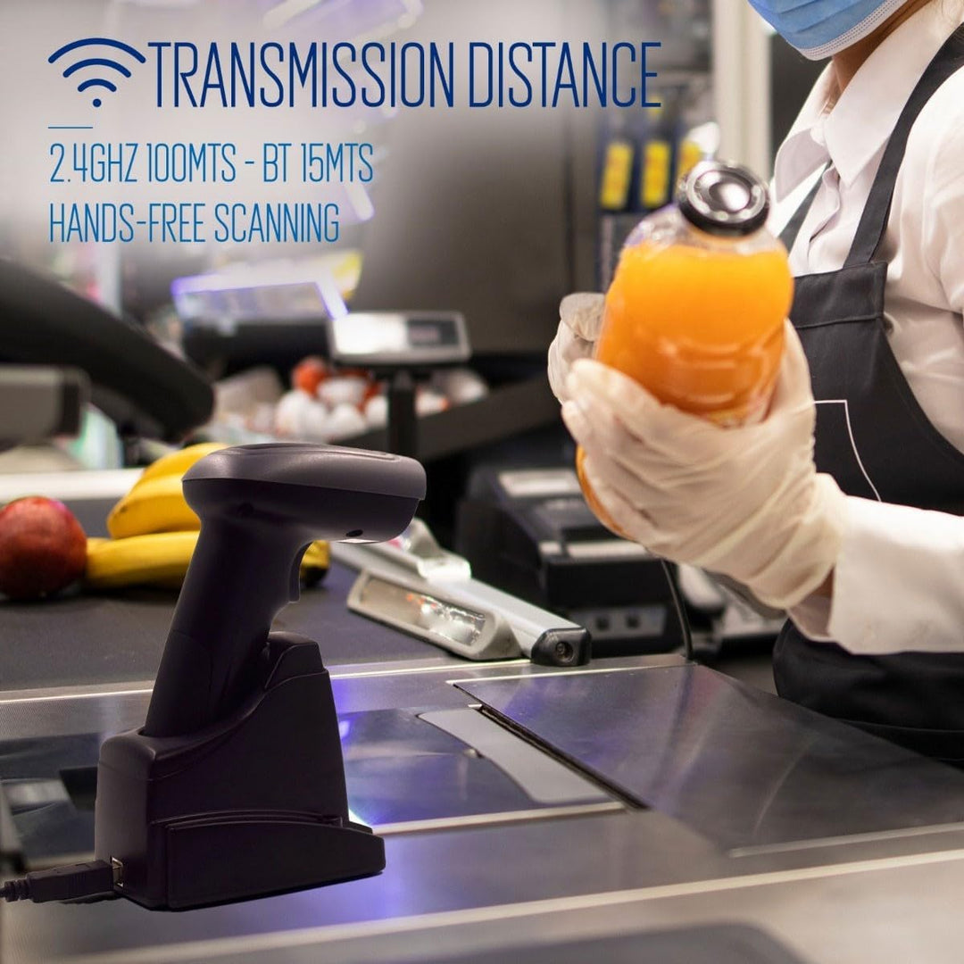 Ewent EW3440 - Universal Laser 1D und 2D Optischer Barcode Scanner Barcode Leser mit Smart Dock mit