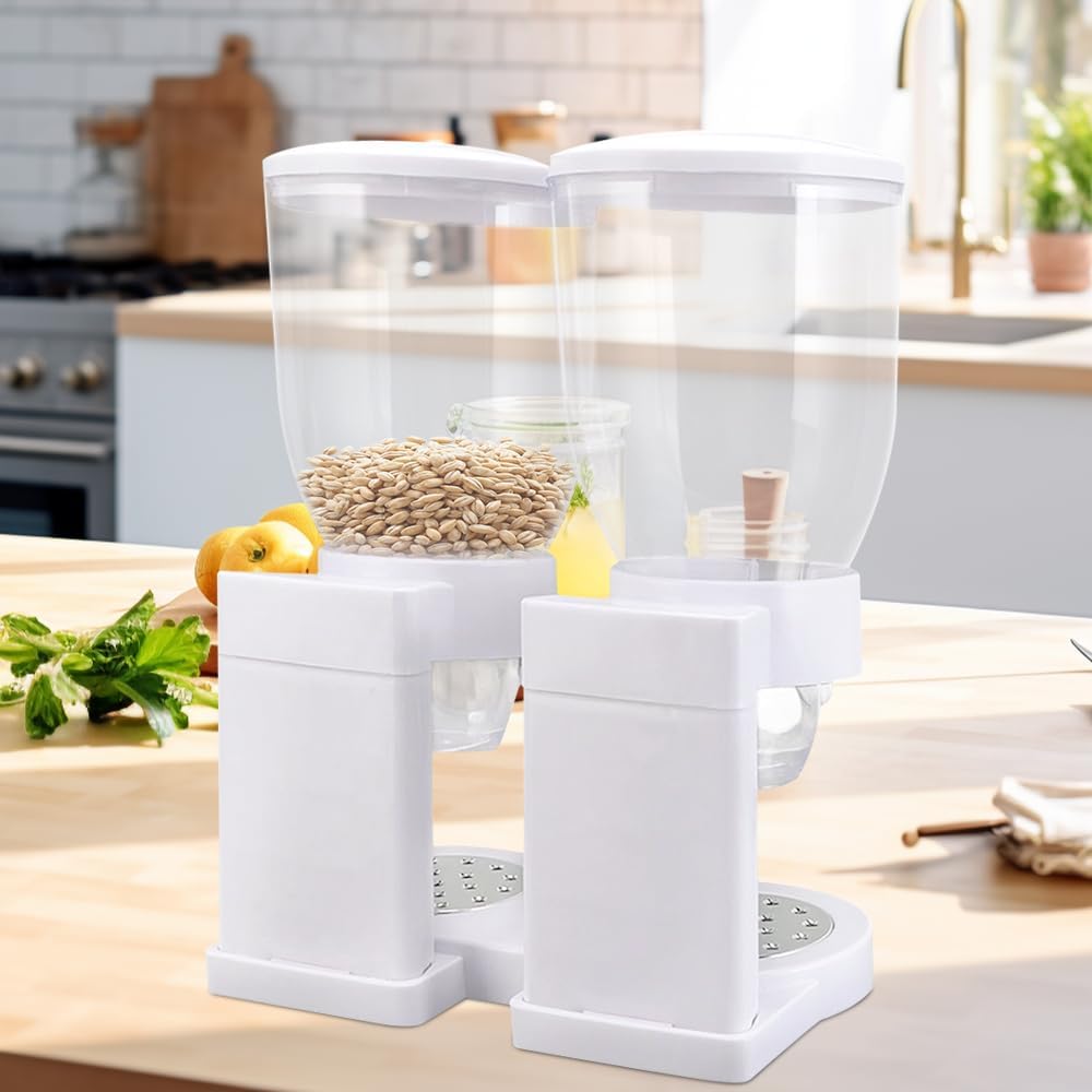 Supfine Müslispender Doppelt, 2 x 3,5 Liter Behälter Müslispender, Cerealienspender für Getreide, Tr