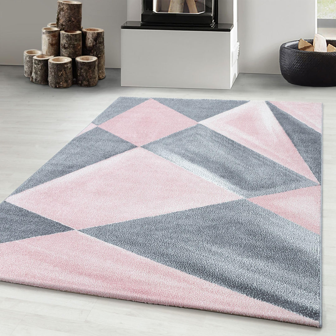 Carpetsale24 Designer Teppich Modern Abstrakt Gemustert – Pink und Grau – Wohnzimmerteppich für mode