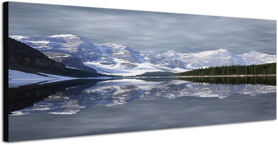 Paul Sinus Art Panoramabild auf Leinwand und Keilrahmen 150x50cm Kanada Nationalpark Berge Schnee Se