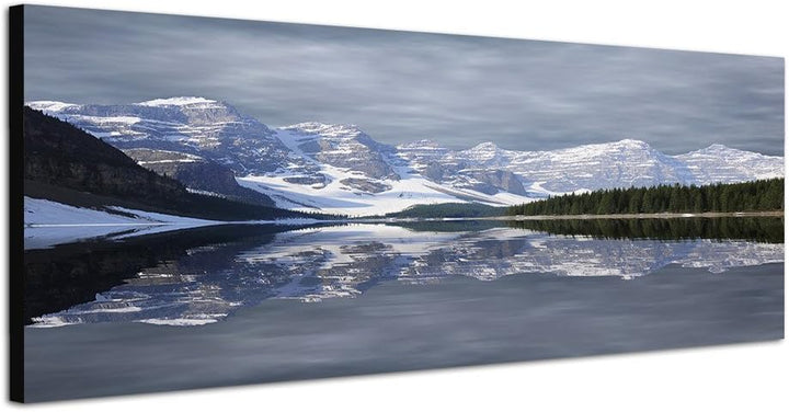 Paul Sinus Art Panoramabild auf Leinwand und Keilrahmen 150x50cm Kanada Nationalpark Berge Schnee Se