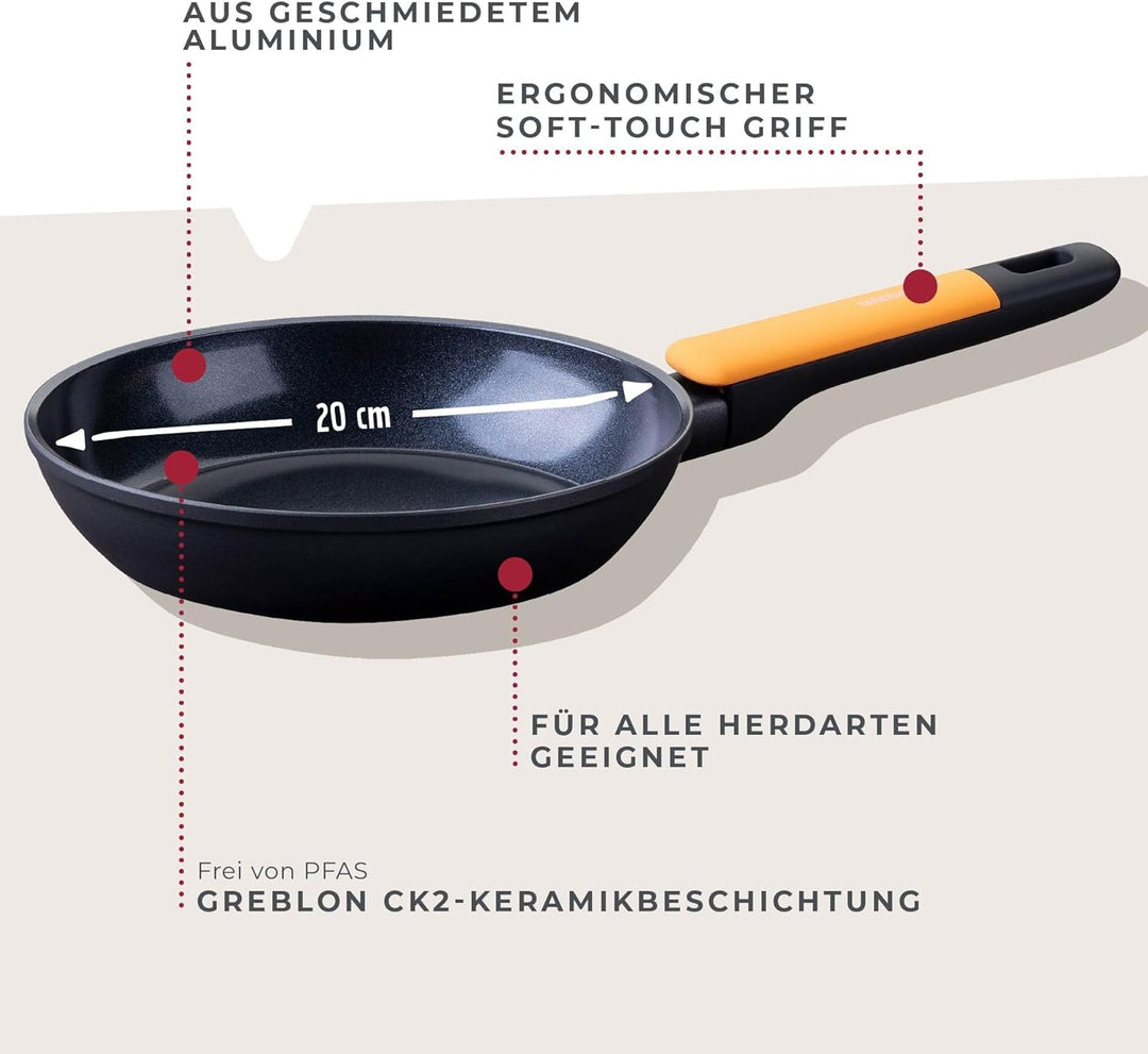 Fackelmann Bratpfanne Soft – Ø 20 cm aus geschmiedetem Aluminium, mit Greblon CK2 Ceramic Beschichtu
