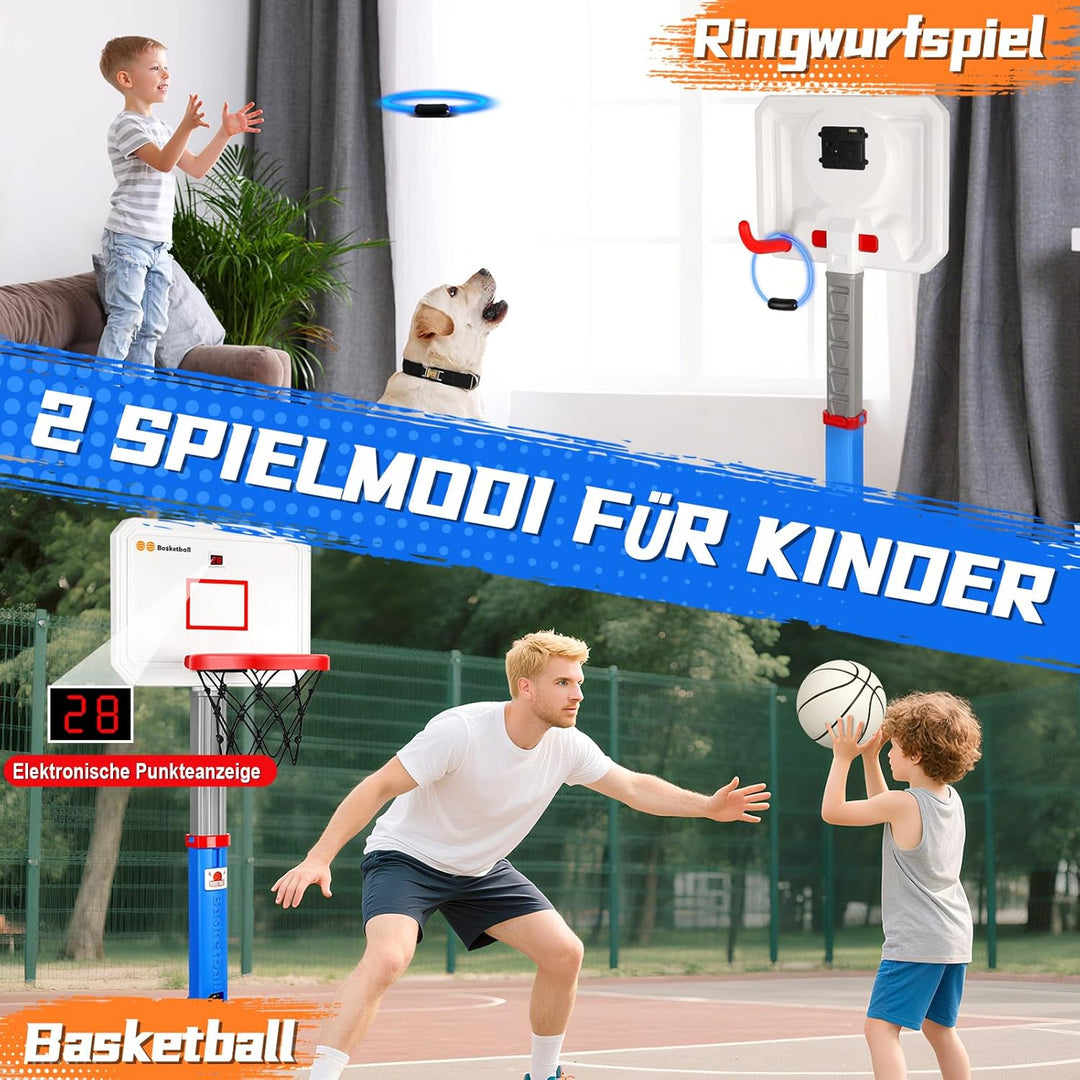 Herenear Basketballkorb Kinder mit Elektronische Anzeigetafel, Höhenverstellbar 77-140cm basketballk