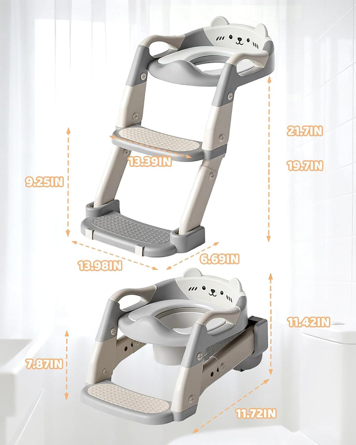 Toilettensitz Kinder mit Treppe, 3 in 1 Klappbarer Toilettenleiter für Kinder, Rutschfest und Wasser