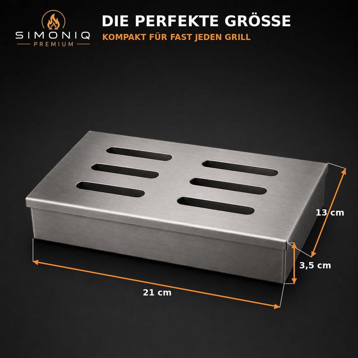 Generisch SIMONIQ Premium Räucher Set – Edelstahl Räucherbox mit 3× 150g Räucherchips &amp; Anleitungska