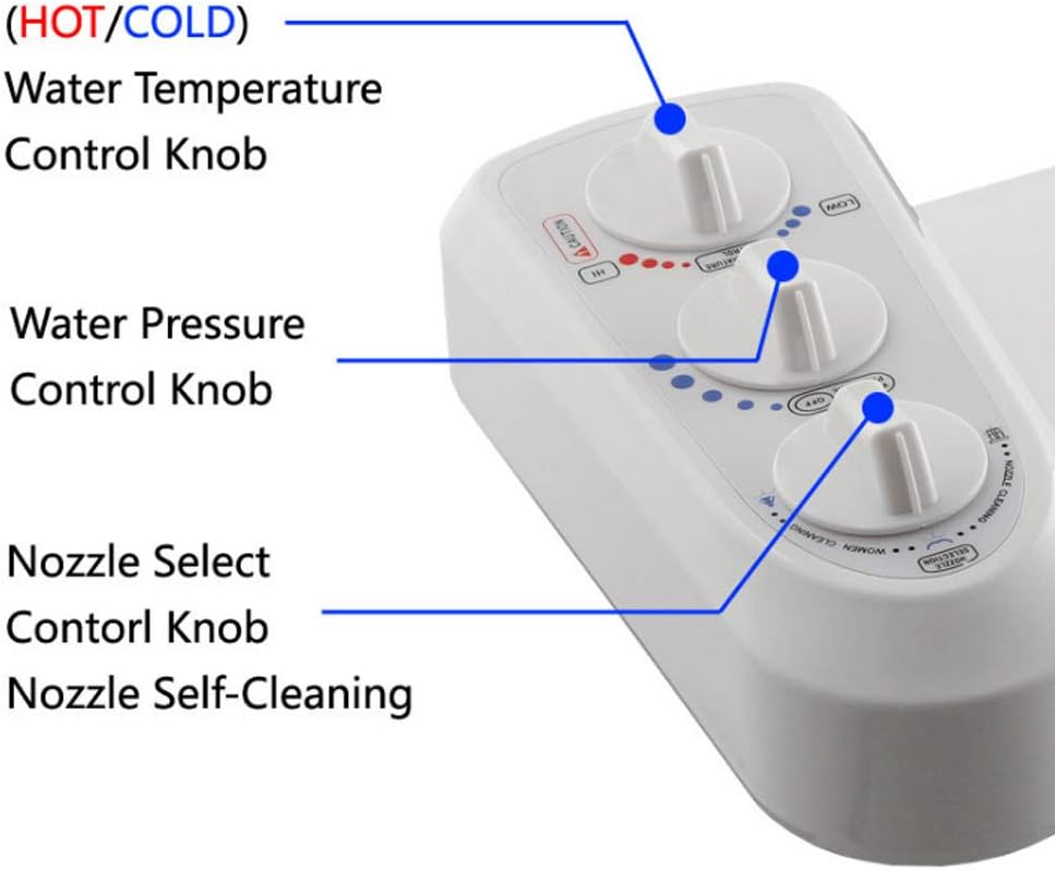 3/8 Gewinde Doppeldüse WC Bidet Aufsatz für Heisses und Kaltes Wasser, Bidet Aufsatz für Warmes Wass