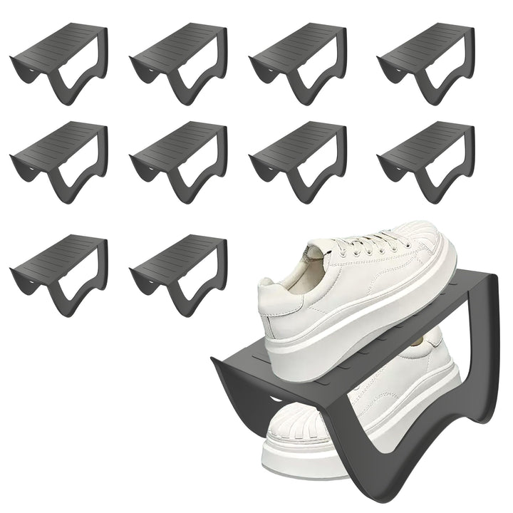 NAIZY Schuhstapler 10 Stück Schuhorganizer PP-Kunststoff Anti Rutsch Schuhregal Doppelschicht Stapel