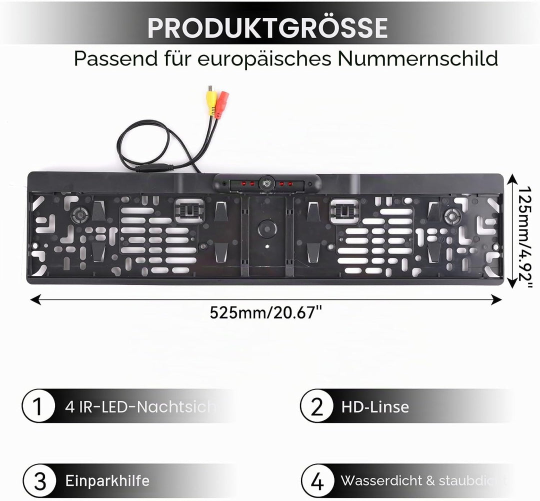 170° IR Rückfahrkamera Nummernschildhalter Kennzeichenhalter Mit Nachtsicht Wasserdicht IP67 Kennzei
