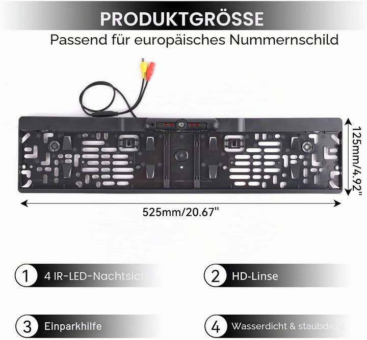 170° IR Rückfahrkamera Nummernschildhalter Kennzeichenhalter Mit Nachtsicht Wasserdicht IP67 Kennzei