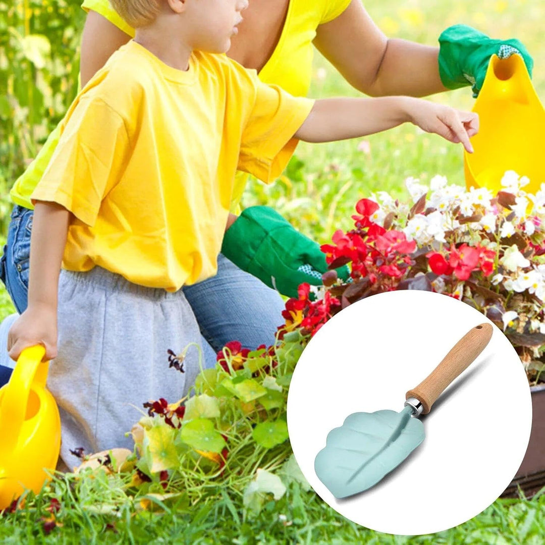 Kinder-gartengeräte-Set, 3-teilig, Gartenschaufel, Rechen, Gabel Stabilem Holzgriff, Mini-gartengerä