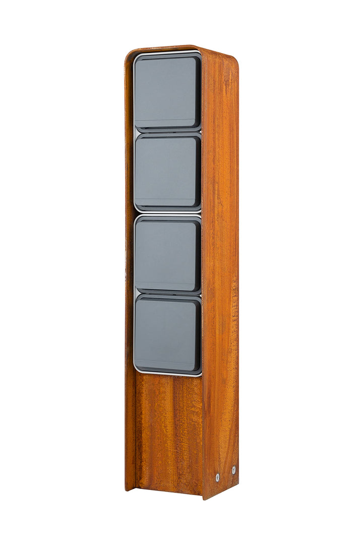 MG-Elektro Steckdosensäule 4fach (Corten) | Aussensteckdose wetterfest IP55, Rost, Modernes Design &
