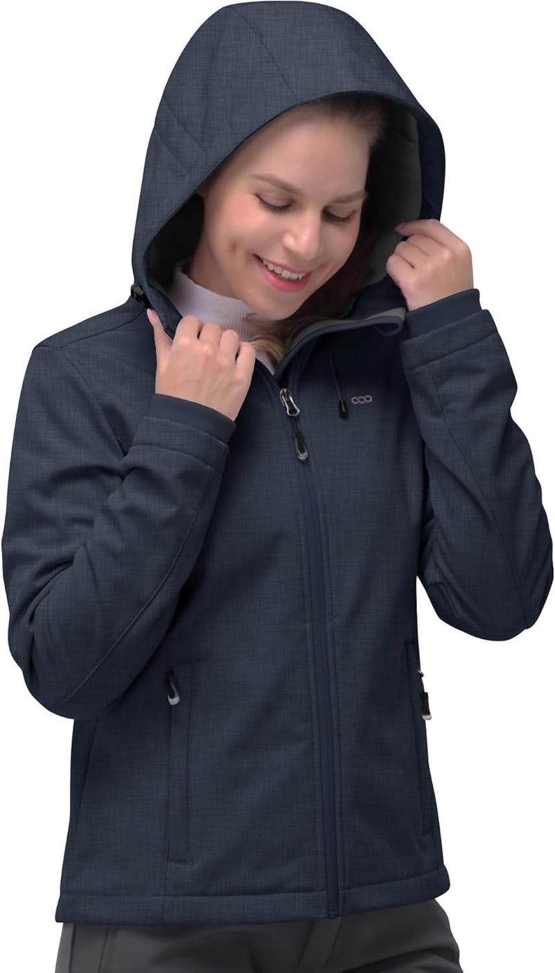 33,000ft Softshelljacke Damen Wasserdichte Atmungsaktive Warme Winterjacke Fleece Übergangsjacke Win