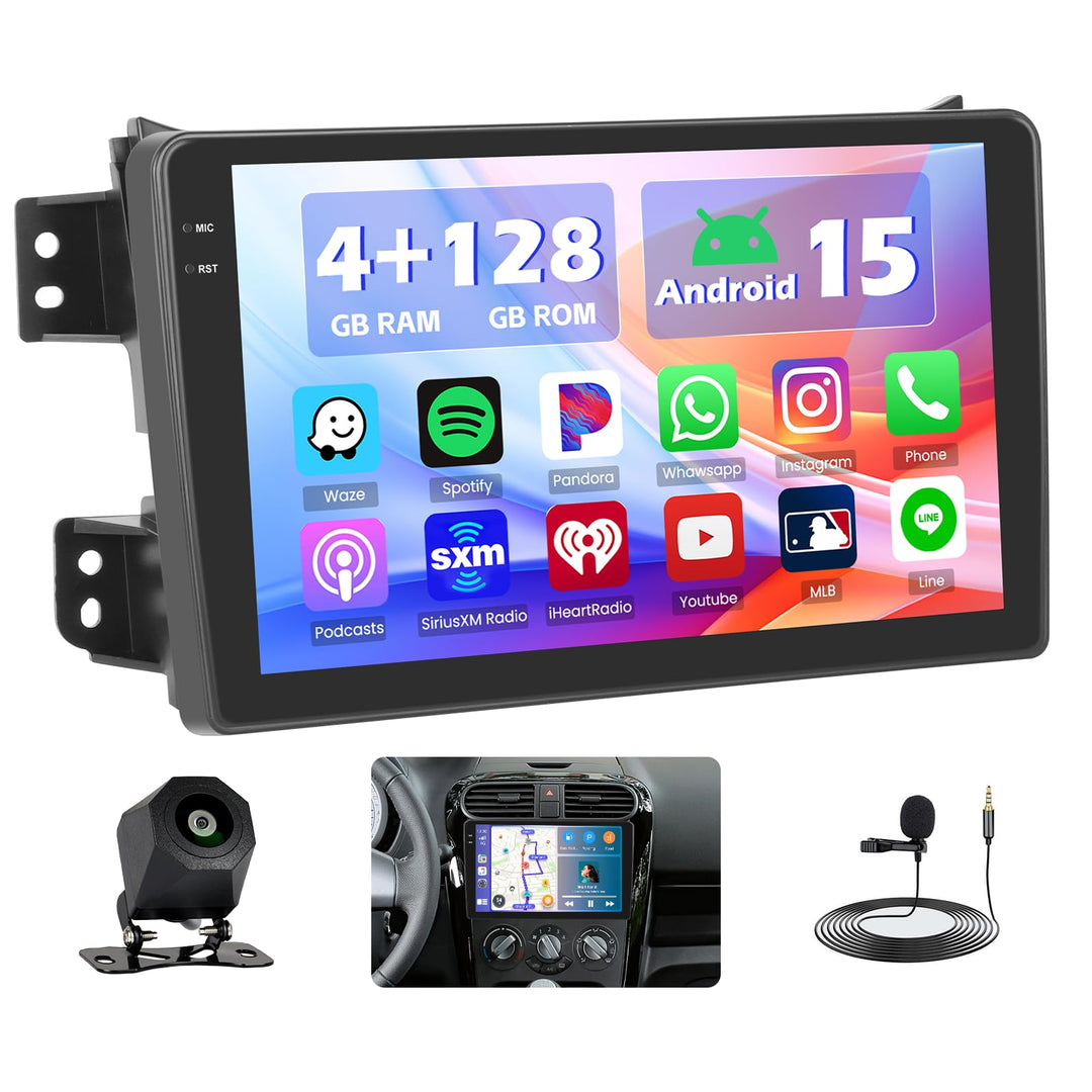 Hikity 4+128G Android 15 Autoradio für Suzuki Splash Ritz,Opel Agila 2004-2014, 9" Bildschirmradio m