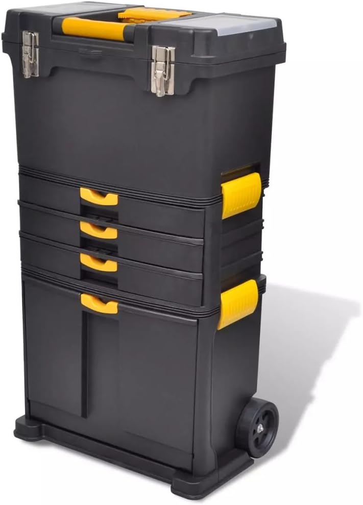 Werkzeugkoffer Tragbare Werkzeugkoffer Trolley Werkzeugaufbewahrung mit 2 Rollen und einem Griff 46