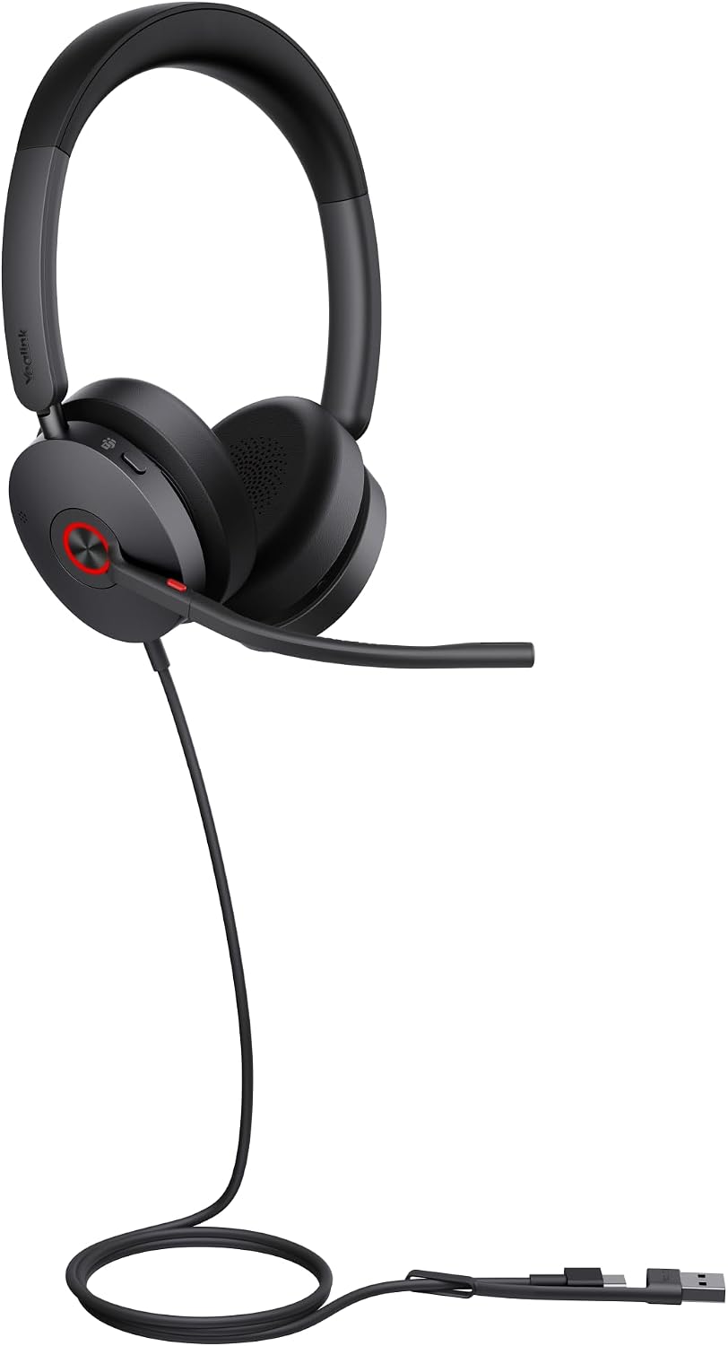 Yealink UH48 Dual Teams Headset – USB-C/A, Hybrid ANC, 4-Mikrofon Geräuschunterdrückung, Dual Busyli