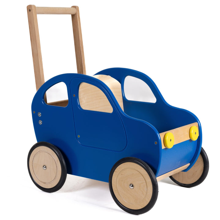 Lauflernwagen Holz Auto Baby Laufwagen Griff höhenverstellbar Farbe Auswahl (Blau), Blau