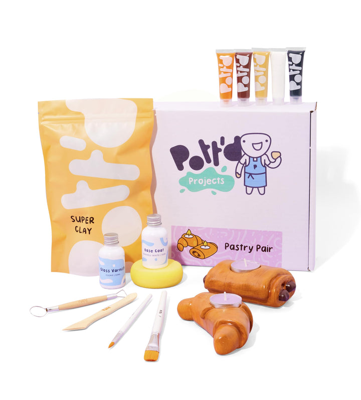 Pott'd Mini-Töpfer-Sets | Lufttrocknendes Töpferset für Erwachsene | Mit Farben, Töpferwerkzeugen un