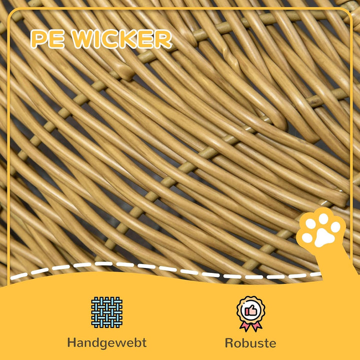 PawHut Rattan Katzenkorb Katzenhaus Katzenhütte mit Kissen für Katzen bis 4 kg, Haustierbett Katzenh