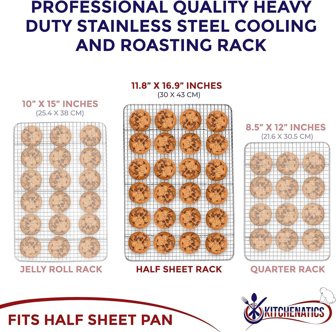 KITCHENATICS Edelstahl-Grillrost & Auskühlgitter, passt auf Backbleche für das Backen von Keksen und