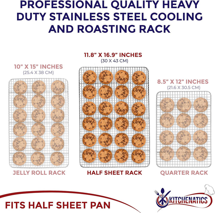 KITCHENATICS Edelstahl-Grillrost & Auskühlgitter, passt auf Backbleche für das Backen von Keksen und