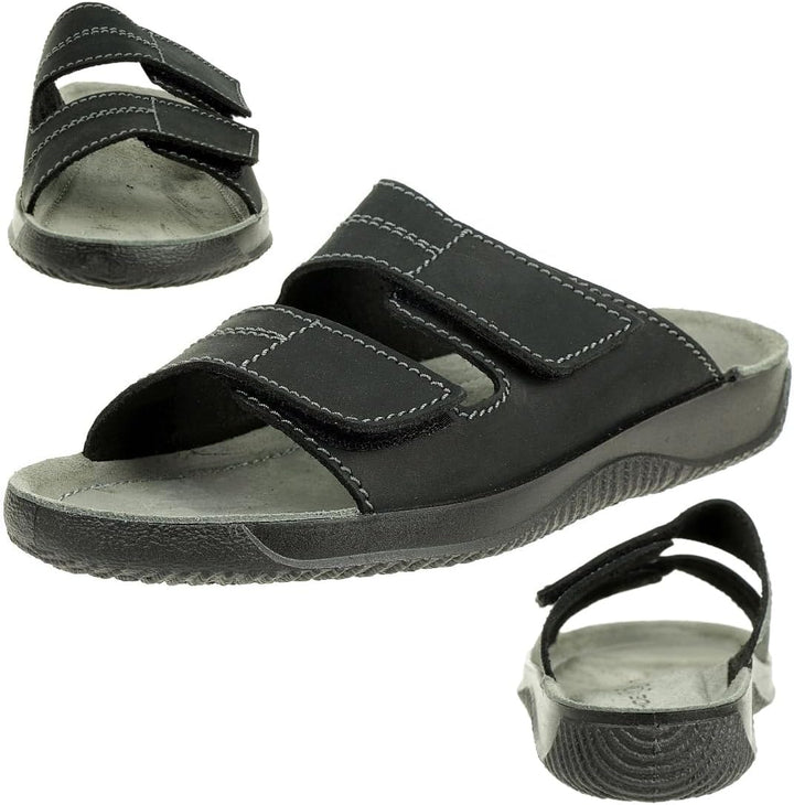 Rohde 1987 Soltau H Schuhe Sandalen Pantoletten Leder Clogs, Schwarz