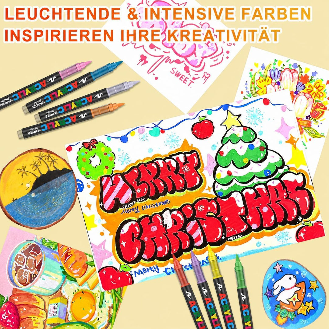 Laconile 360 Farben Acrylstifte für Steine wasserfest mit Portable Suitcase – Direktfliessende Acryl
