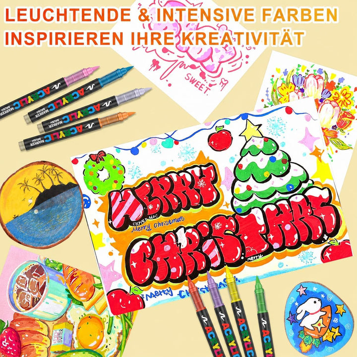 Laconile 360 Farben Acrylstifte für Steine wasserfest mit Portable Suitcase – Direktfliessende Acryl