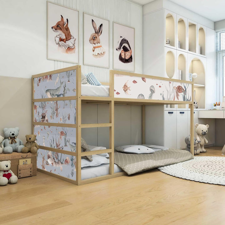 WANDKIND Aufkleber für IKEA KURA Kinderbett Hochbett Klebefolie Möbelfolie Sticker Kinderzimmer Unte