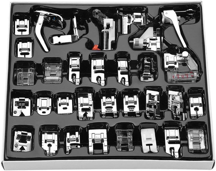 Zerodis 32Pcs Domestic Sewing Machine Nähfuss Set DIY Nähen Walking Nähfüsse Haushalt Nähmaschine Zu