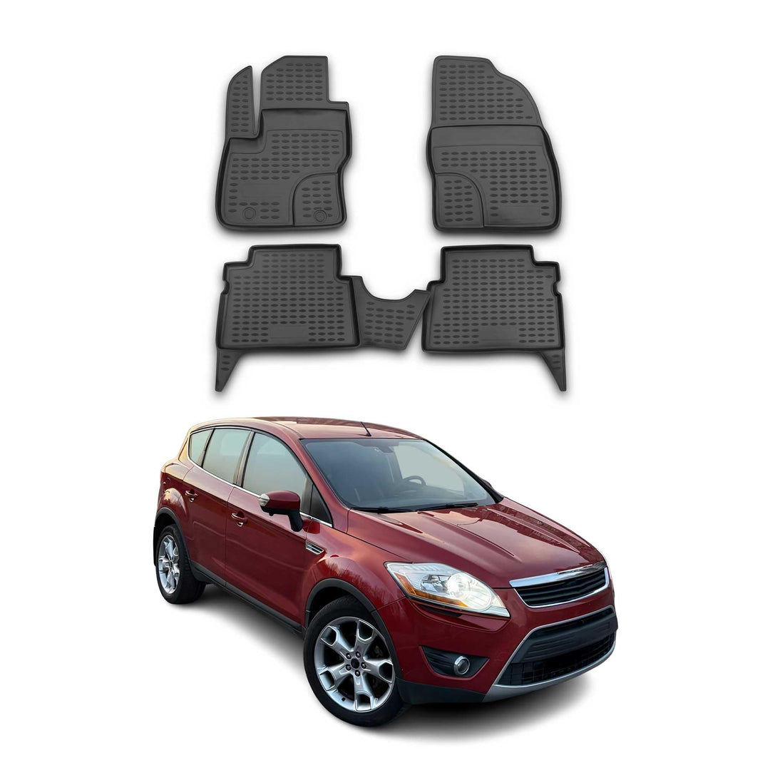 OMAC Gummimatten Fussmatten kompatibel mit Ford Kuga 2008-2013 TPE Automatten Schwarz 4X Fussmatten
