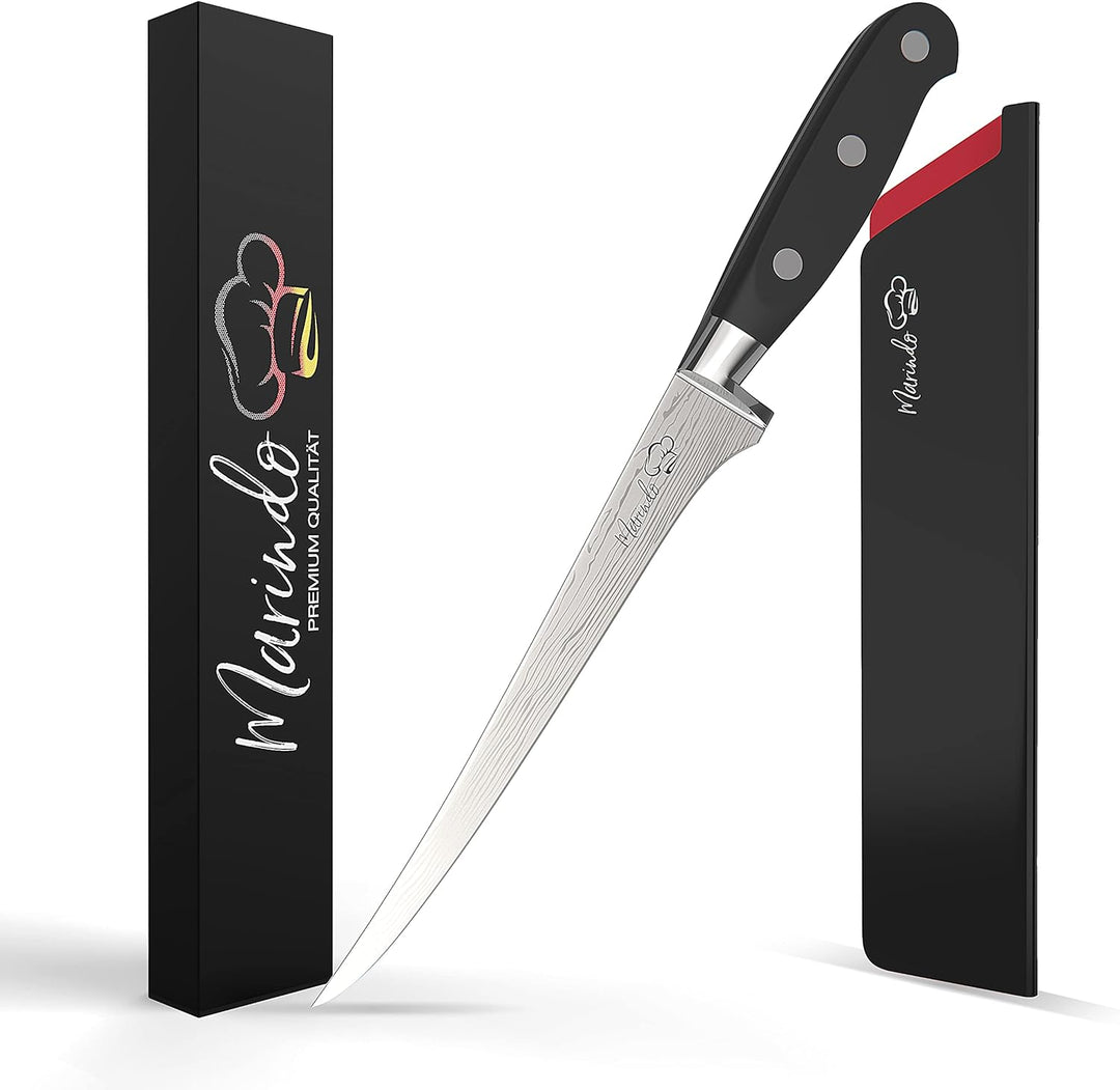 Marindo Profi Filetiermesser inkl. Scheide | Gesamtlänge: 30,5cm | Klingenlänge: 18,5cm | für Fisch