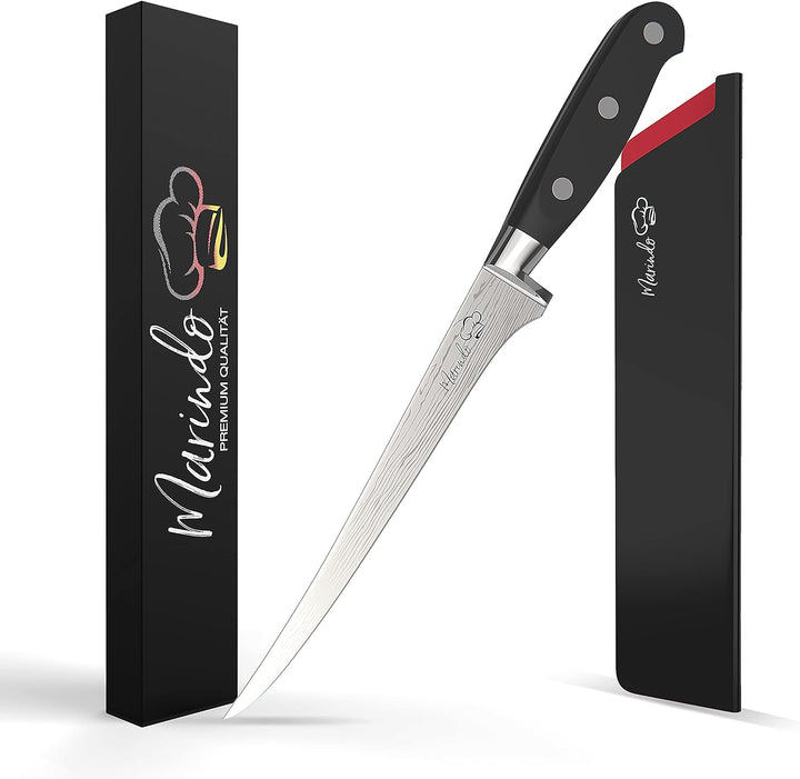 Marindo Profi Filetiermesser inkl. Scheide | Gesamtlänge: 30,5cm | Klingenlänge: 18,5cm | für Fisch