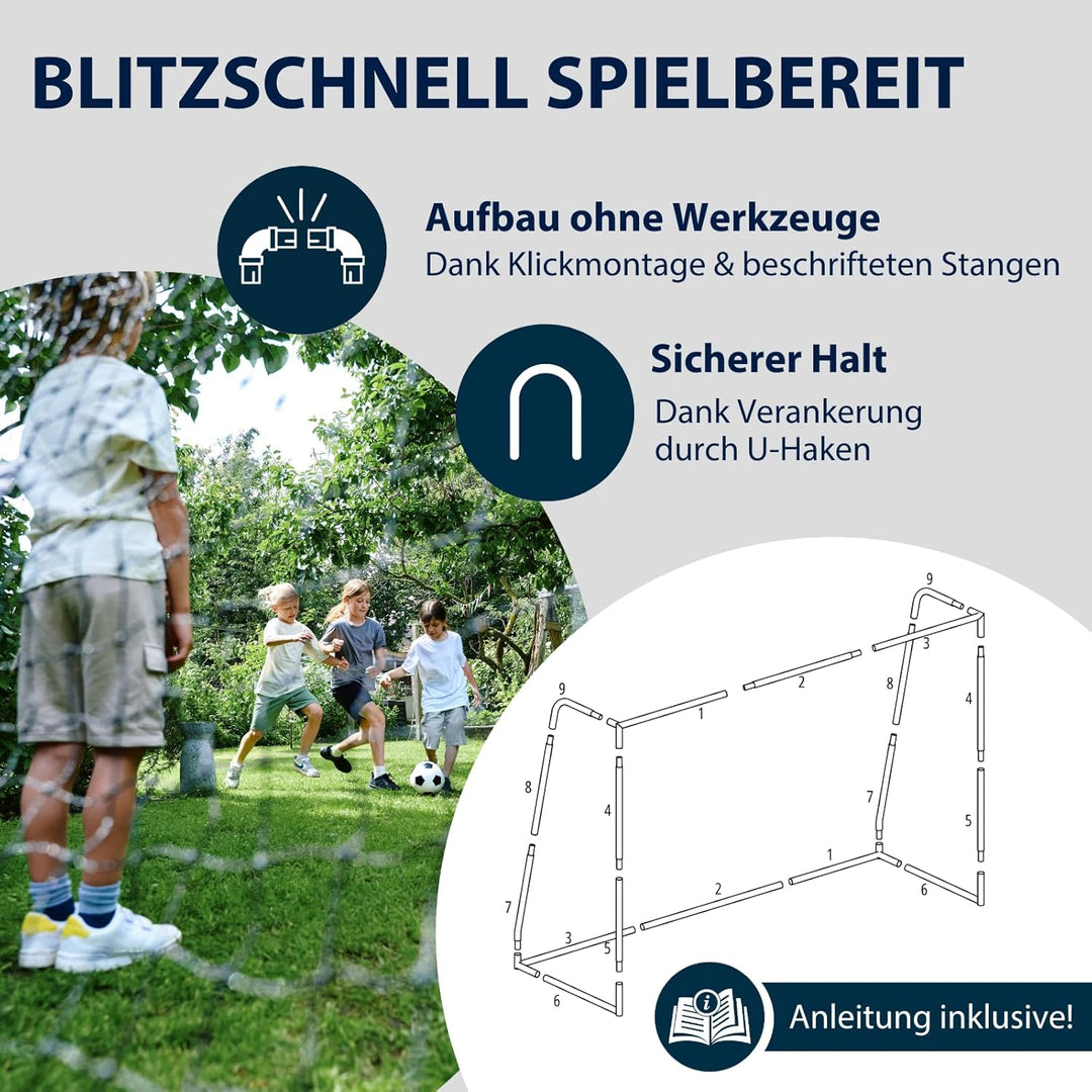HUDORA Fussballtor Pro Tect Advanced – Outdoor Fussballtor mit Netz und wetterfester Ummantelung für