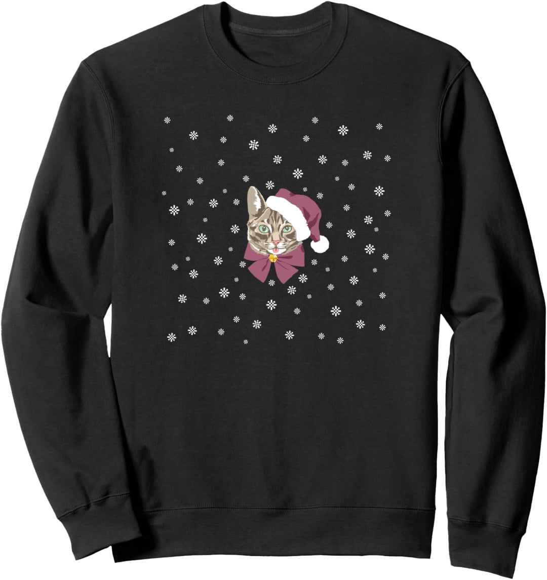 Trendy Christmas Santa Cat Snowflakes Sweatshirt