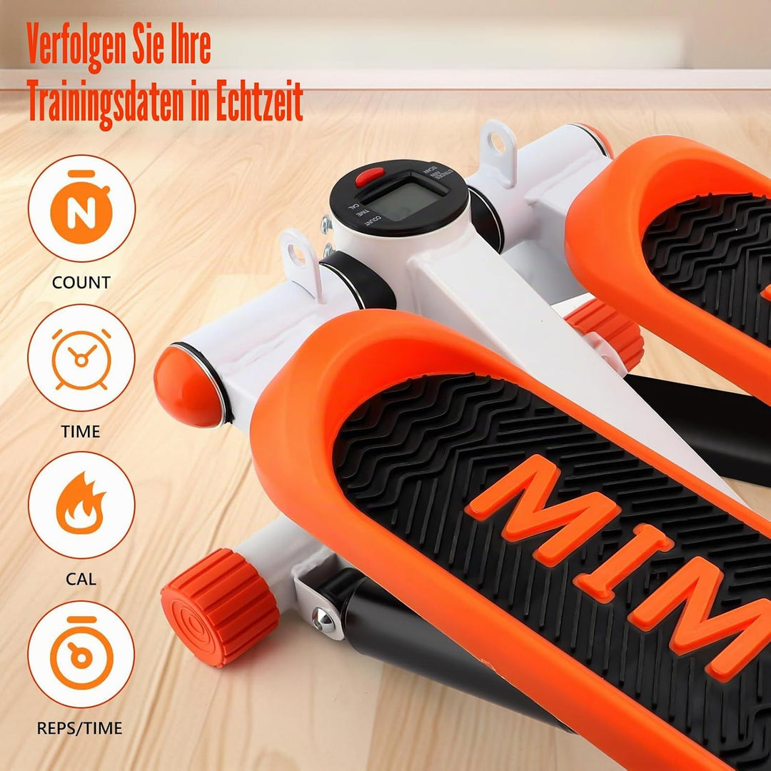 2in1 Stepper mit Ständer und elastischer Kordelleise, Stepper für zuhause, Fitness Stepper, LED-Anze