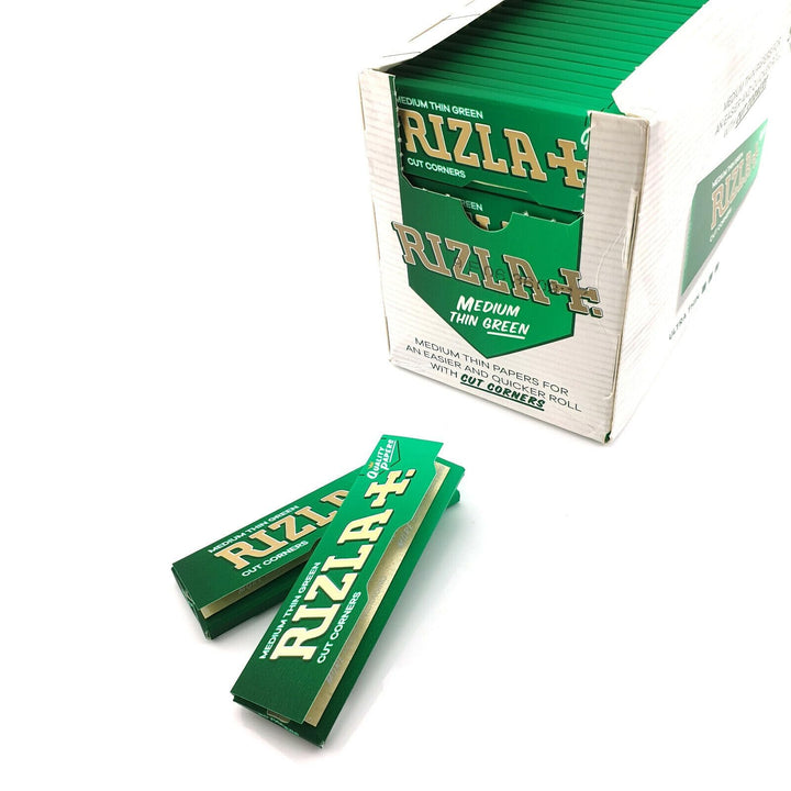 Rizla 50 Heftchen RIZLA Green Medium Thin, kurzes Zigarettenpapier mit Cut Corners 1 grün, 1 grün