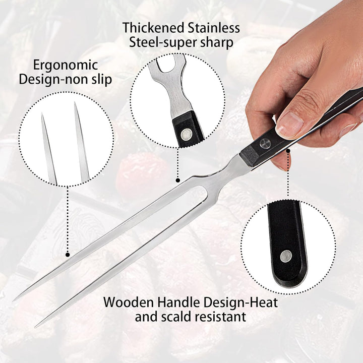 2er Set Fleischgabel mit Griff - 29cm Edelstahl Fleischgabel, Grillgabel Servier Grillgabel mit Kuns