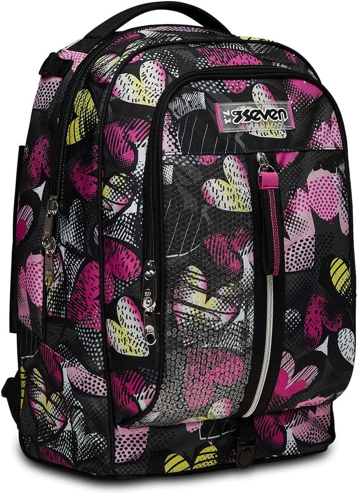 Seven Rucksack mit Trolleyfunktion, Schulranzen mit Rollen, 3 in 1, Abnehmbarer Rucksack, ab 1. Klas