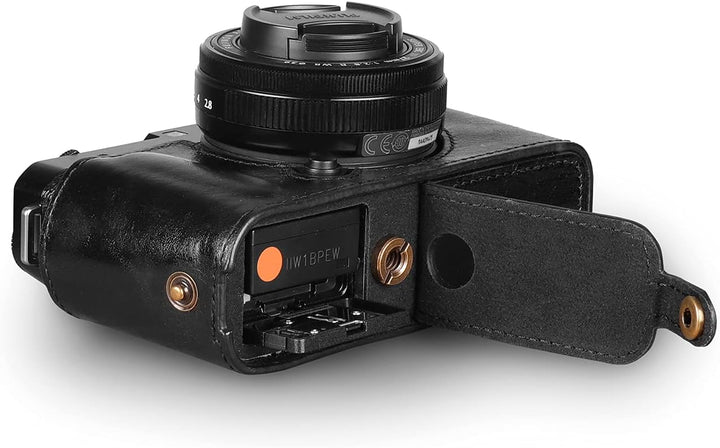 MegaGear Ever Ready Echtleder Kamera-Halbtasche mit Trageriemen kompatibel mit Fujifilm X Series X-E