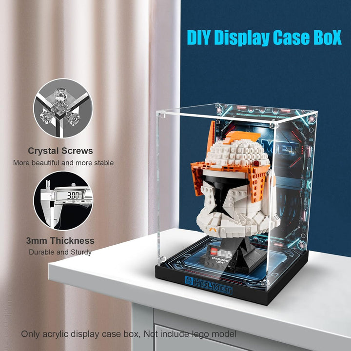 cooldac Acryl Vitrine Box kompatibel mit Lego 75349/75350/75351 Star Wars Clone Commander Cody Helm/