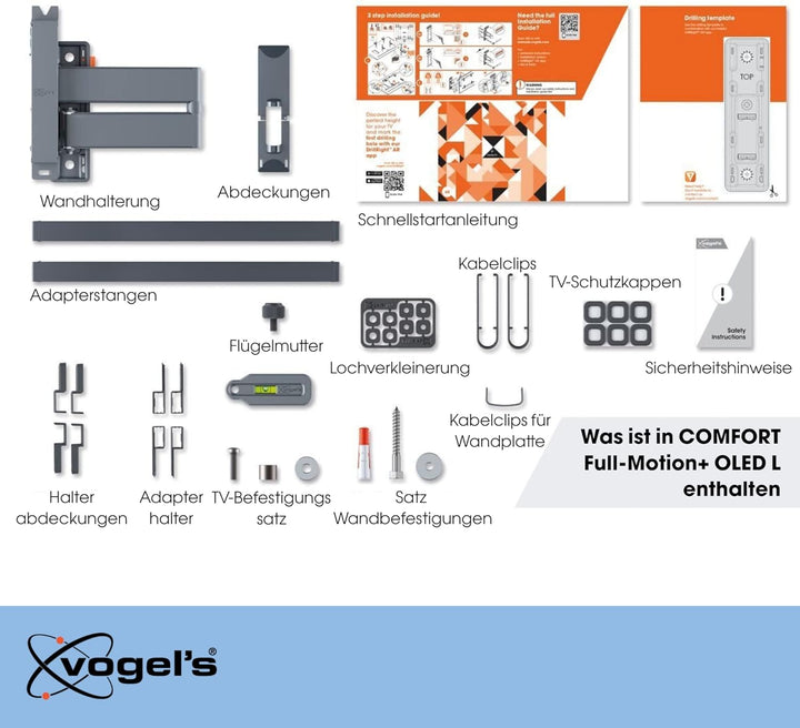 Vogel's Comfort TVM 3665 Hochwertige Schwenkbare OLED TV-Wandhalterung für 40-77 Zoll Fernseher | Bi