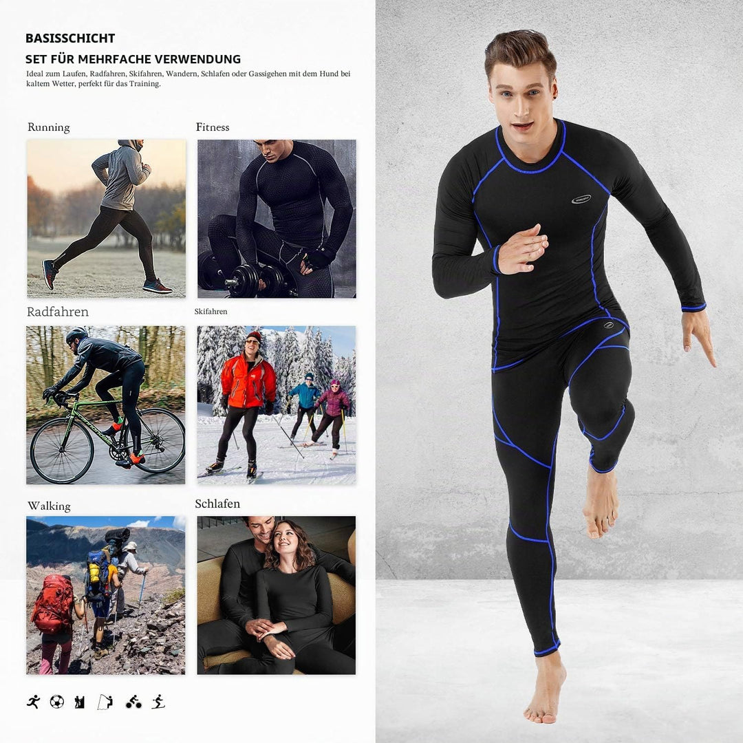 MOBIUSPHY Thermounterwäsche Herren, Funktionsunterwäsche Skiunterwäsche Winter Thermowäsche Set Warm