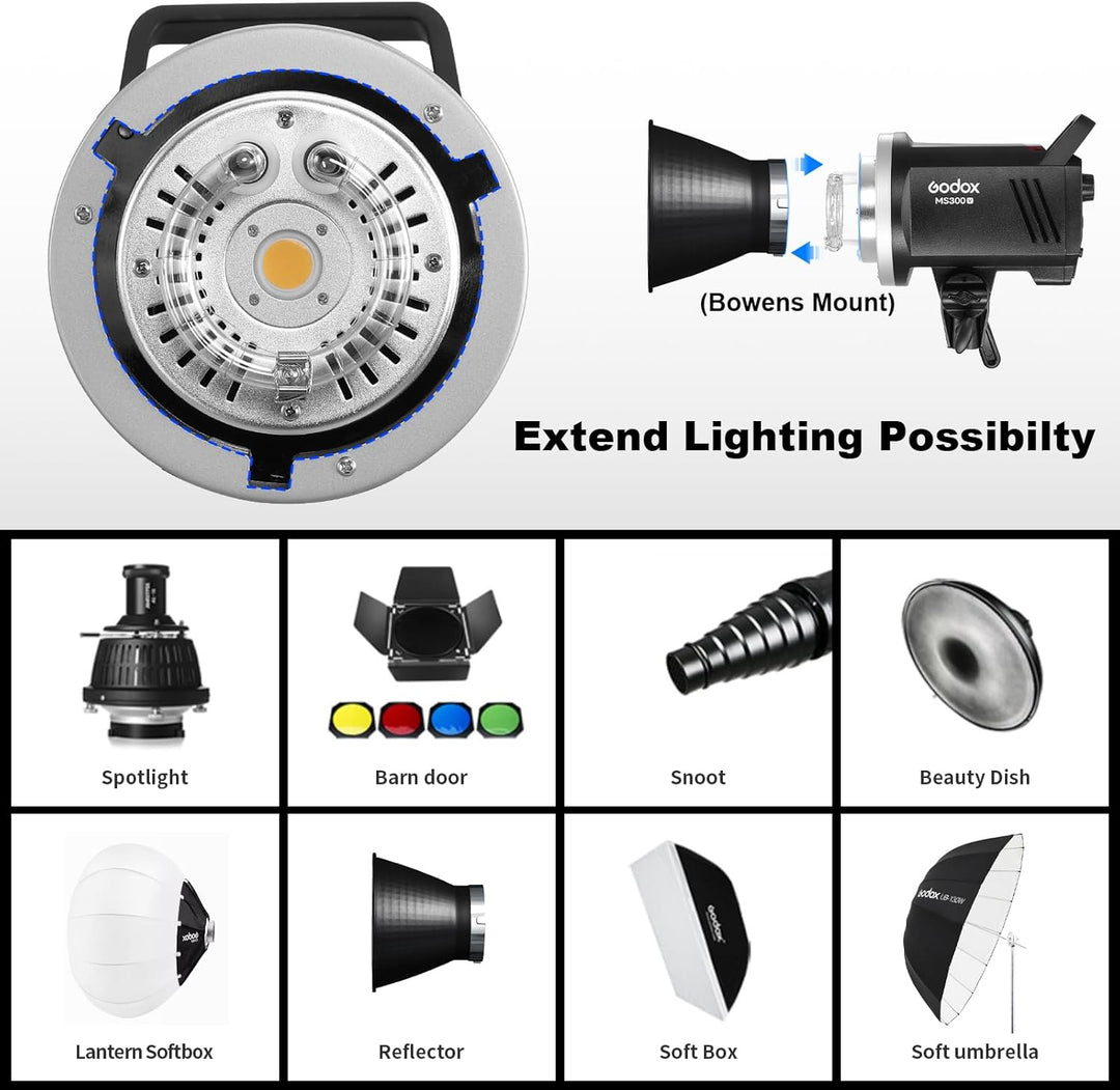 Godox MS300V 300W Strobe Light Professional Studio Flash Strobe kit 2,4 G X-System mit LCD-Panel 0,1