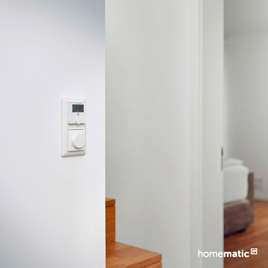 Homematic IP Smart Home Wandthermostat HmIP-WTH-2 mit Luftfeuchtigkeitssensor Display, Stellrad ja,